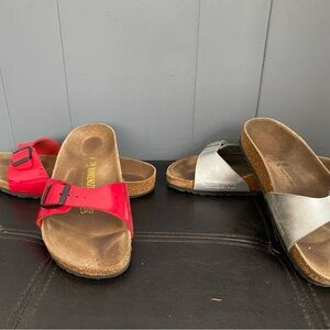 Lot 2 Birkenstock Madrid sandal in Red & Silver 38/7 Women’s